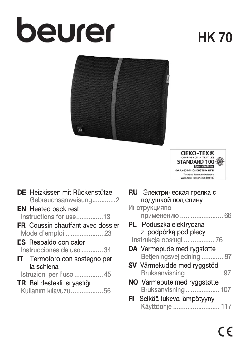 Page n°1 - Manuel utilisateur Beurer HK 70