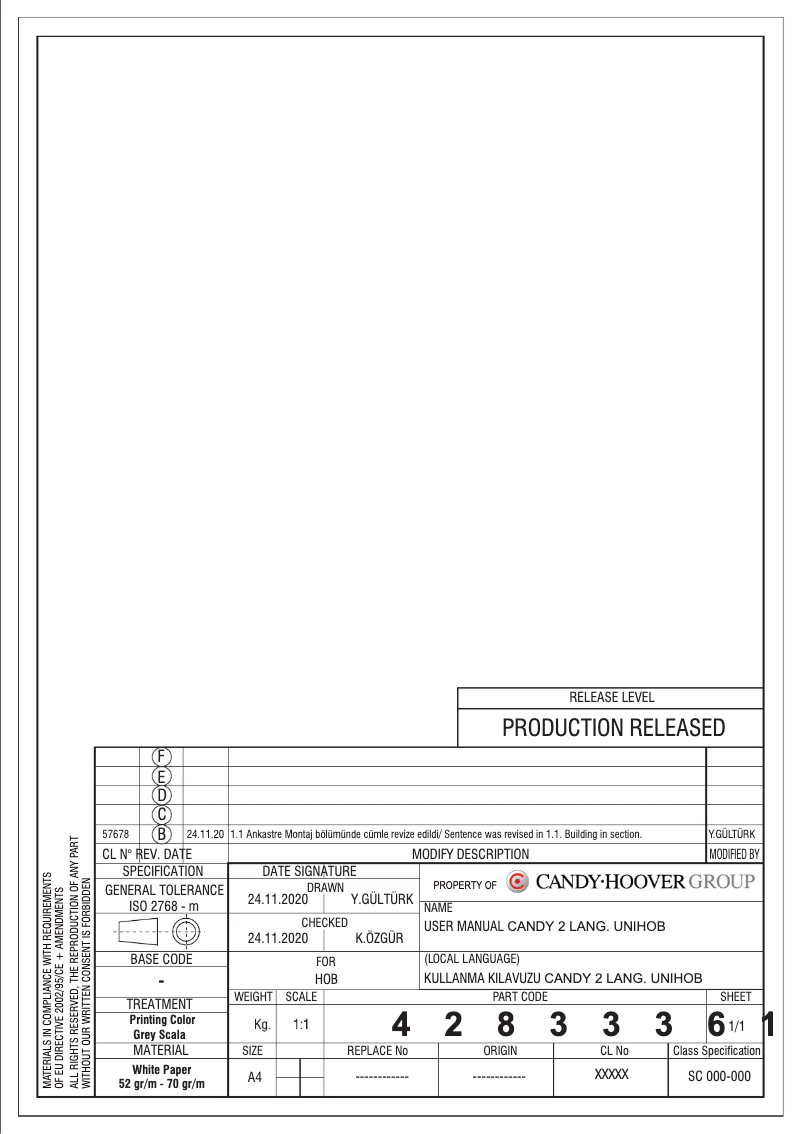 Image de la première page du manuel de l'appareil CDOY6GRX