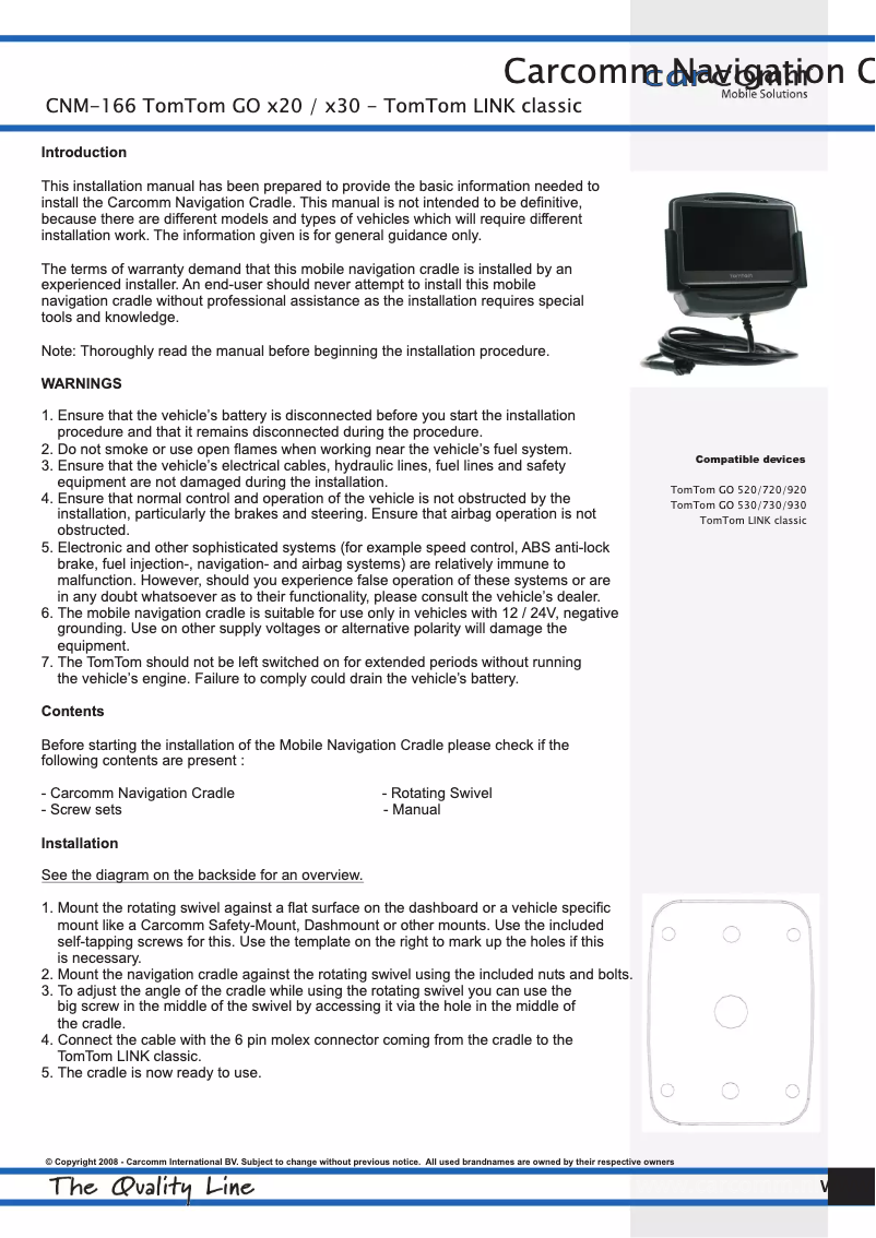 Page 1 de la notice Manuel utilisateur Carcomm 42000166