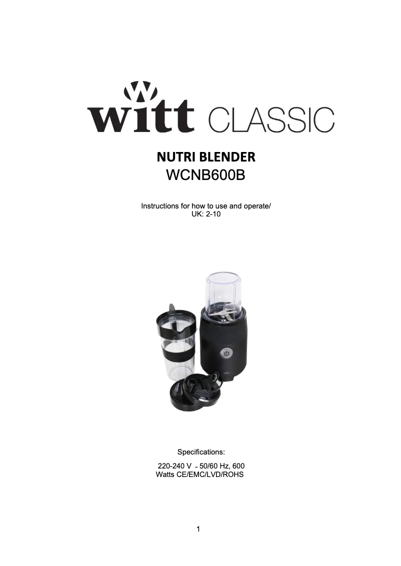 Page 1 de la notice Manuel utilisateur Witt WCNB600B