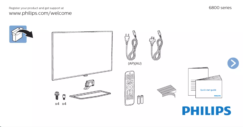 Page 1 of the manual Quick Start Guide Philips 55PUT6800S