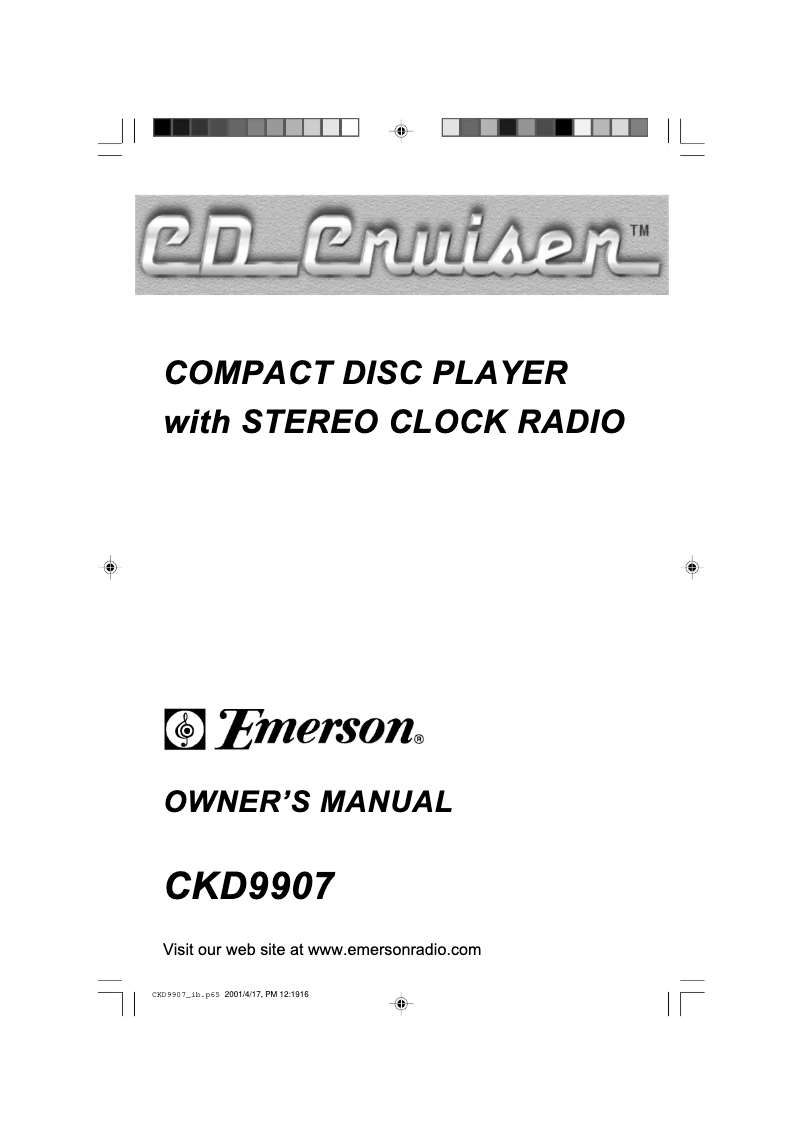 Page n°1 - Manuel utilisateur Emerson CKD9907