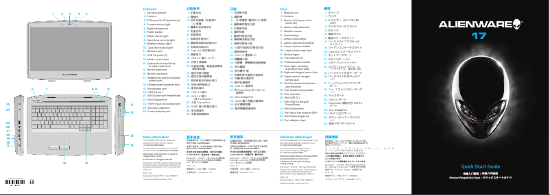 Image de la première page du manuel de l'appareil Alienware 17