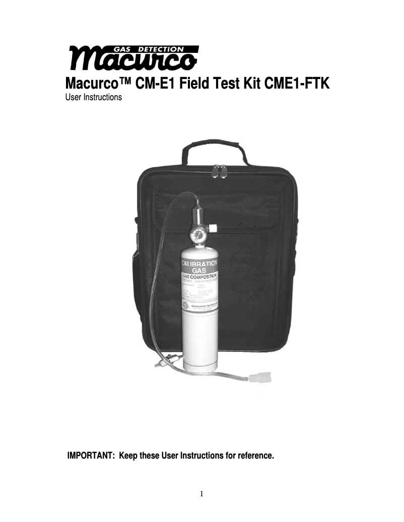 Page n°1 - Manuel utilisateur Macurco CME1-FTK