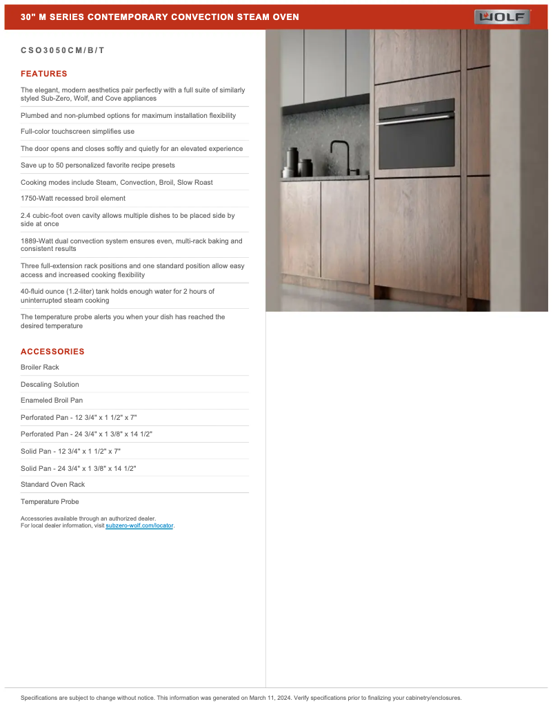 Page n°1 - Manuel utilisateur Wolf CSO3050CT