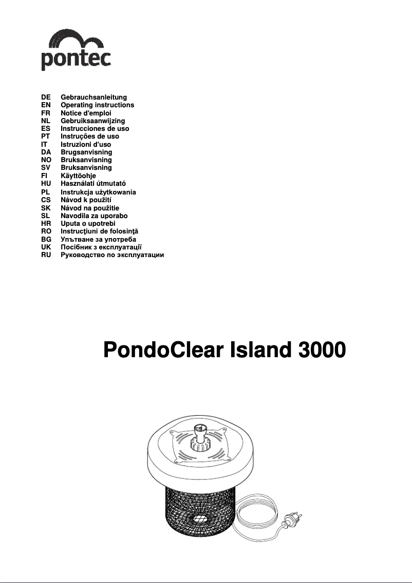 Image de la première page du manuel de l'appareil PondoClear Island 3000