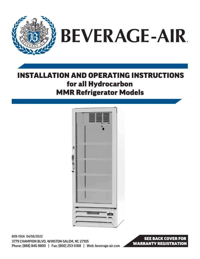 Page 1 de la notice Manuel utilisateur Beverage-Air MMR38HC-1-BS