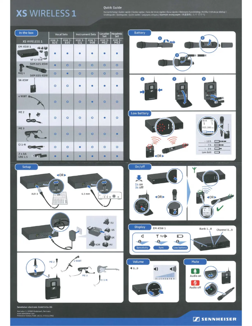 Page 1 de la notice Manuel utilisateur Sennheiser XSW 1-825-D