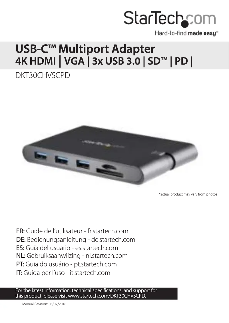 Page n°1 - Manuel utilisateur StarTech.com DKT30CHVSCPD