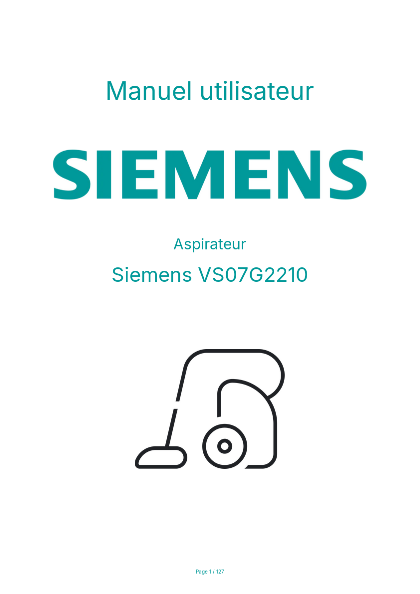Page n°1 - Manuel utilisateur Siemens VS07G2210
