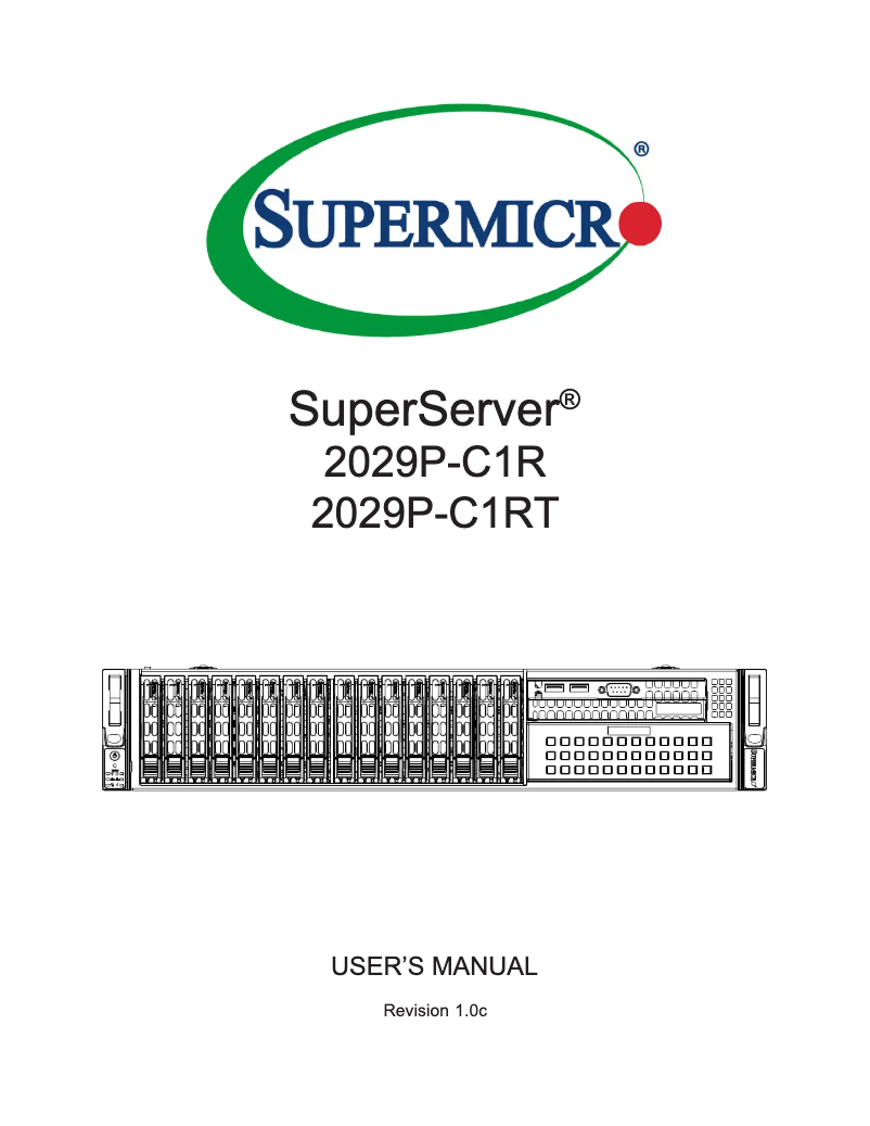 Page 1 de la notice Manuel utilisateur Supermicro SuperServer 2029P-C1RT