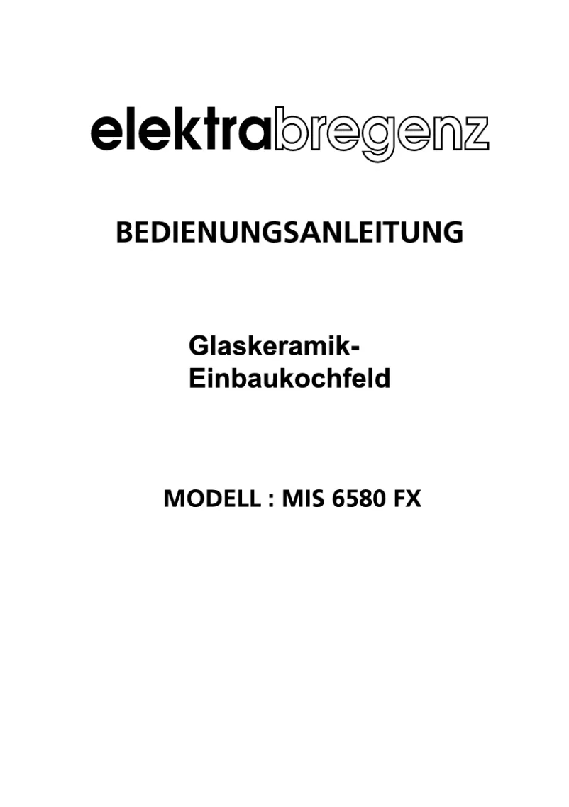 Page 1 de la notice Manuel utilisateur Elektra Bregenz MIS 6580 FX