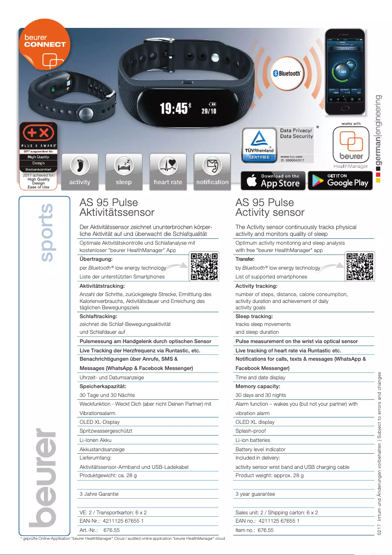 Page n°1 - Fiche technique Beurer AS 95