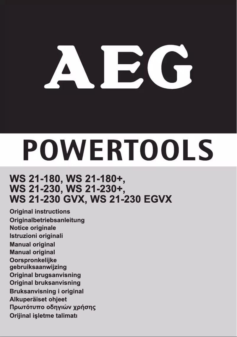 Page n°1 - Manuel utilisateur AEG WS 21-230 GVX