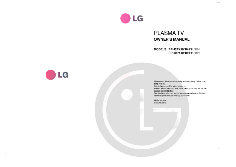 Image de la première page du manuel de l'appareil RP-50PX10