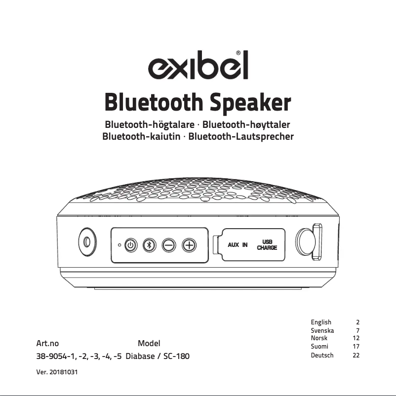 Page 1 de la notice Manuel utilisateur Exibel Diabase SC-180