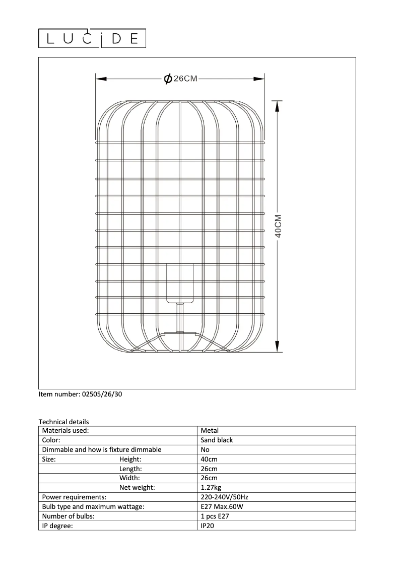 Page n°1 - Manuel utilisateur Lucide Esmee 02505/26/30