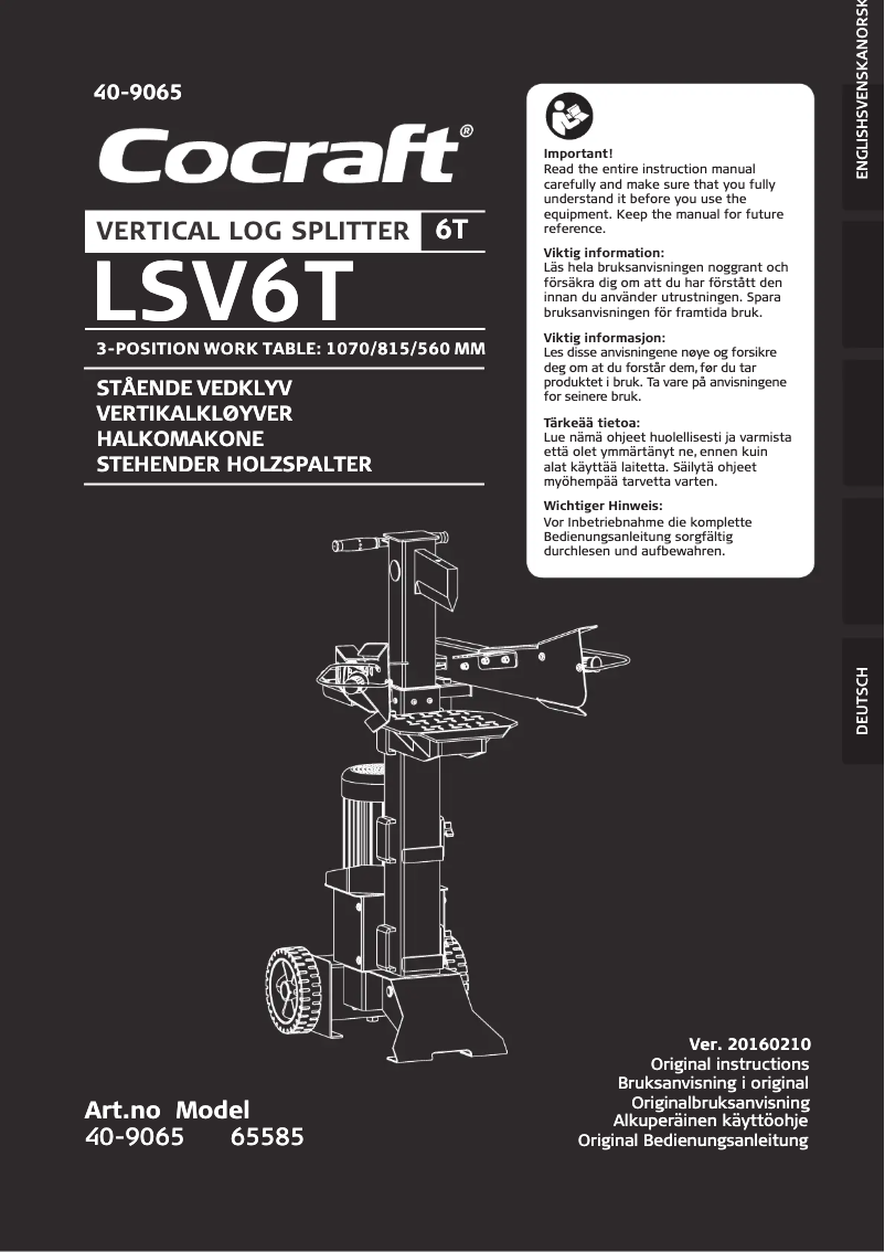 Page 1 de la notice Manuel utilisateur Cocraft LSV6T