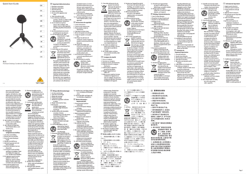 Página 1 del manual Manual de usuario Behringer BU5