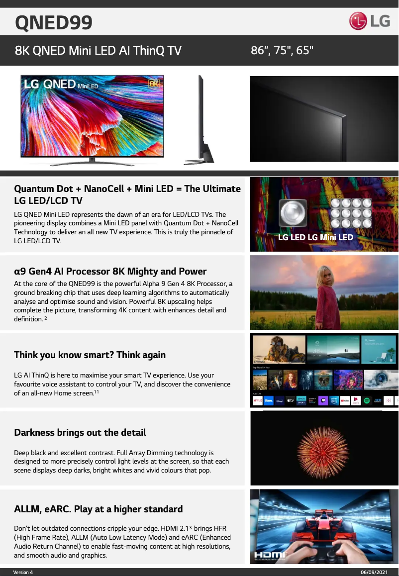 Page n°1 - Fiche technique LG 86QNED99TPB