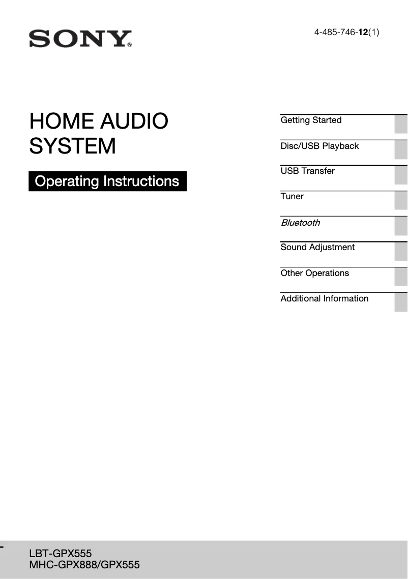 Page n°1 - Manuel utilisateur Sony LBT-GPX555