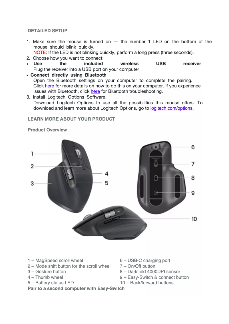 Page 1 de la notice Manuel utilisateur Logitech MX Master 3