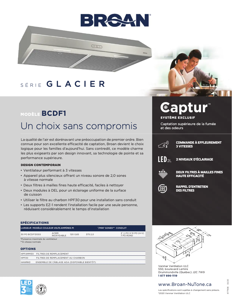 Page n°1 - Brochure Broan BCDF130SS
