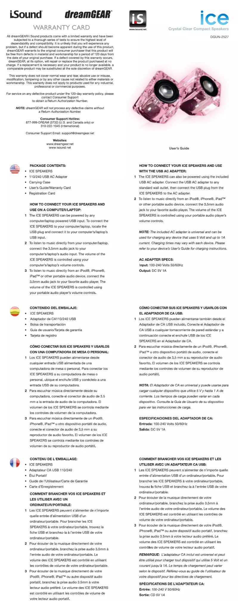 Page 1 de la notice Manuel utilisateur i.Sound DGUN-2527