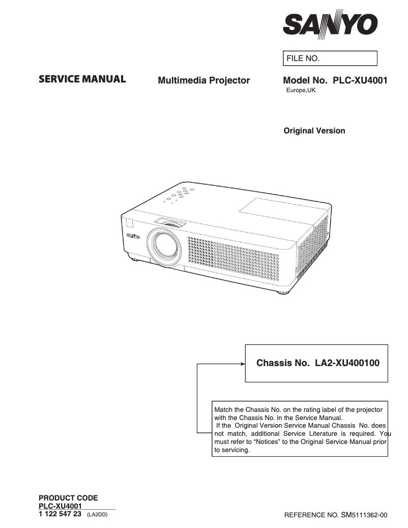 Page n°1 - Manuel utilisateur Sanyo PLC-XU4001