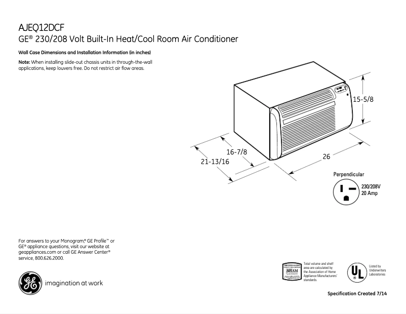 Image de la première page du manuel de l'appareil AJEQ12DCF