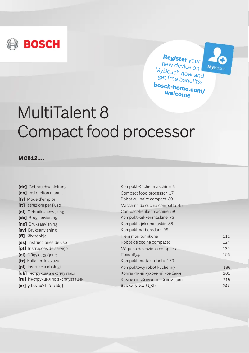 Page n°1 - Manuel utilisateur Bosch MultiTalent 8 MC812W872