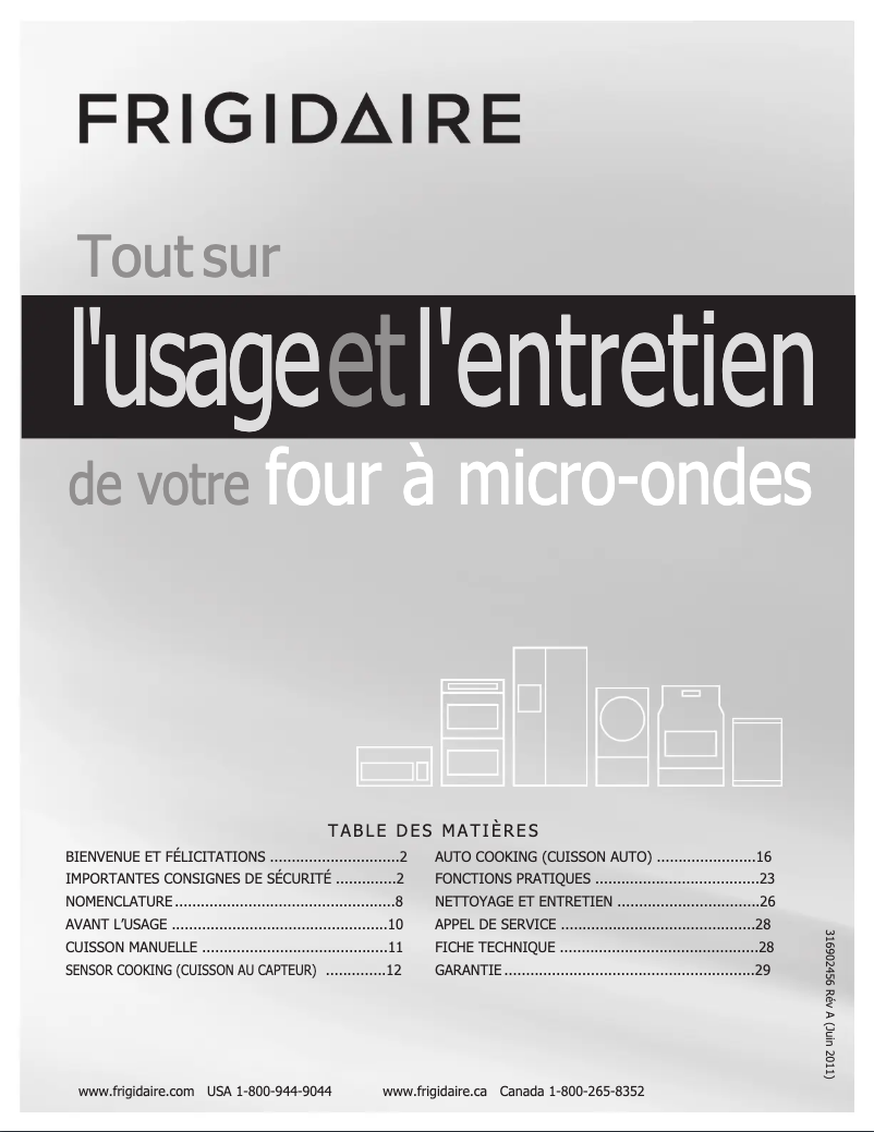 Page n°1 - Manuel utilisateur Frigidaire FGMV205KB