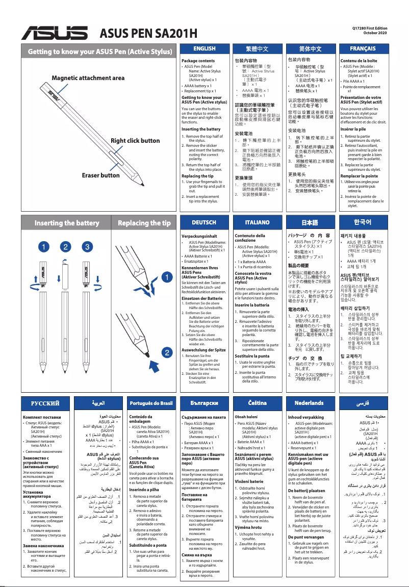 Image de la première page du manuel de l'appareil PEN SA201H
