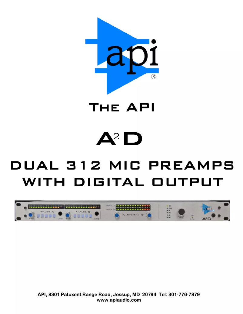 Image de la première page du manuel de l'appareil A2D Mic Preamp