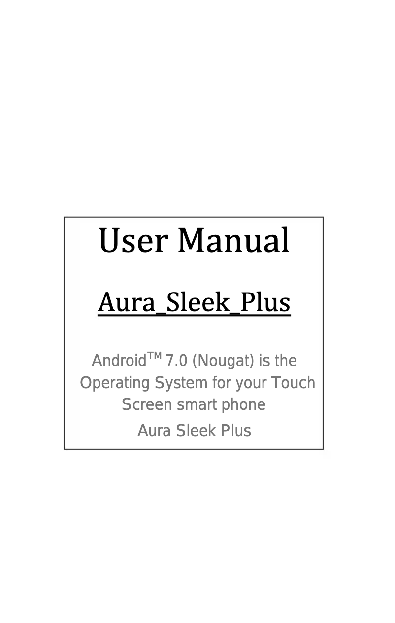 Page 1 de la notice Manuel utilisateur Karbonn Aura Sleek Plus