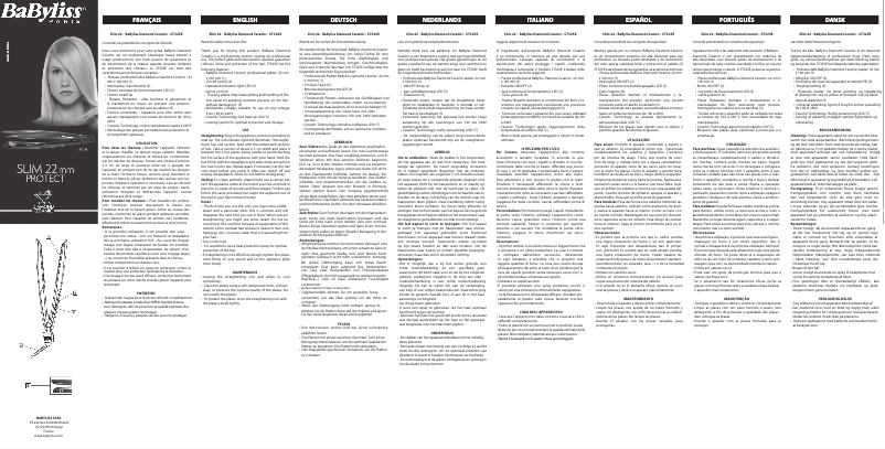 Page 1 de la notice Manuel utilisateur BaByliss ST325E