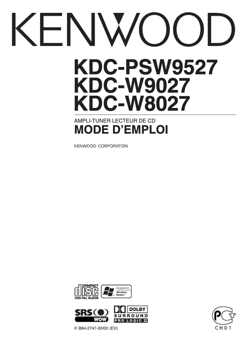 Image de la première page du manuel de l'appareil KDC-PSW9527