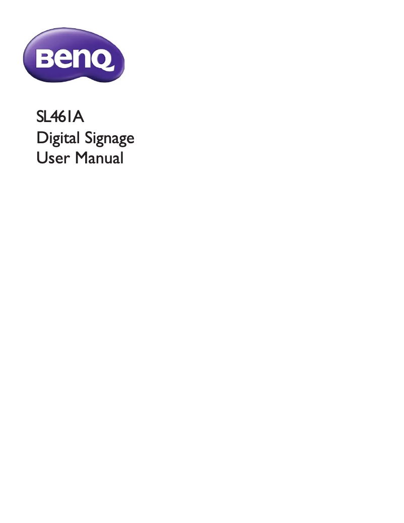 Page n°1 - Manuel utilisateur BenQ SL461A
