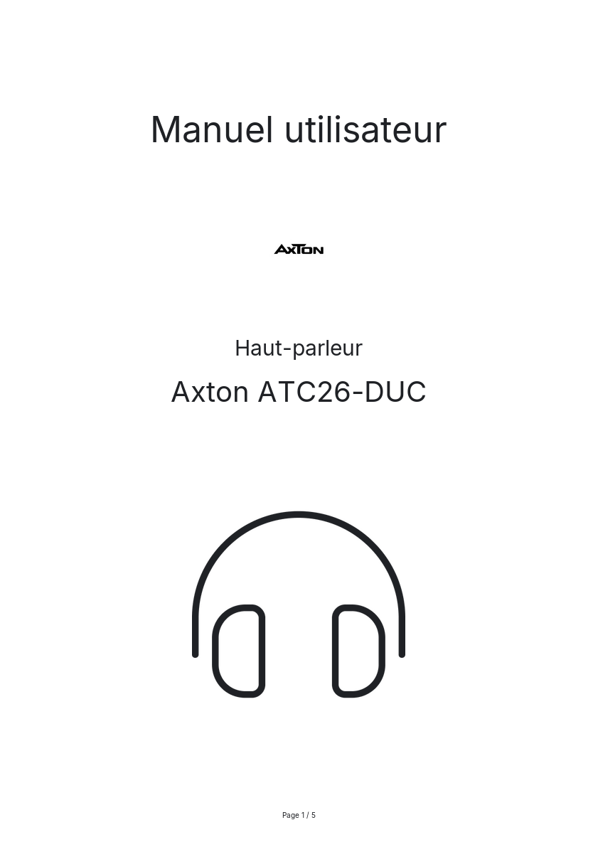 Page n°1 - Manuel utilisateur Axton ATC26-DUC