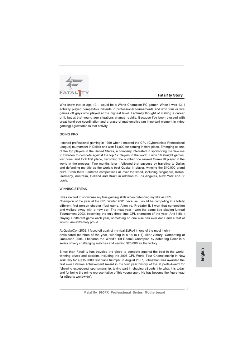 Page 1 de la notice Manuel utilisateur Asrock 990FX Professional