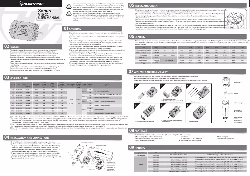 Page 1 de la notice Manuel utilisateur Hobbywing XERUN V10 G2