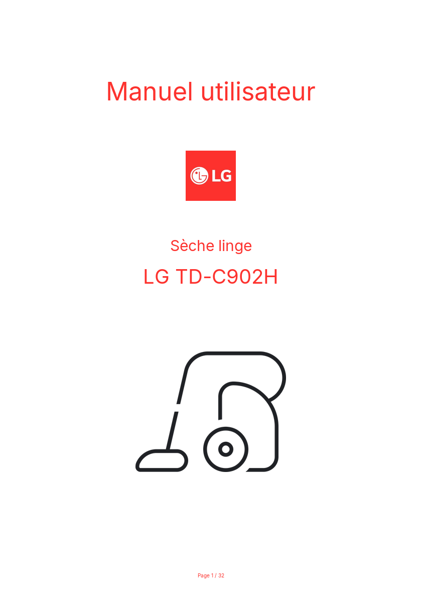 Page n°1 - Manuel utilisateur LG TD-C902H