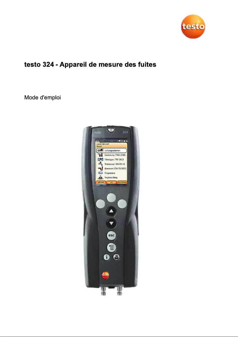 Page n°1 - Manuel utilisateur Testo 324