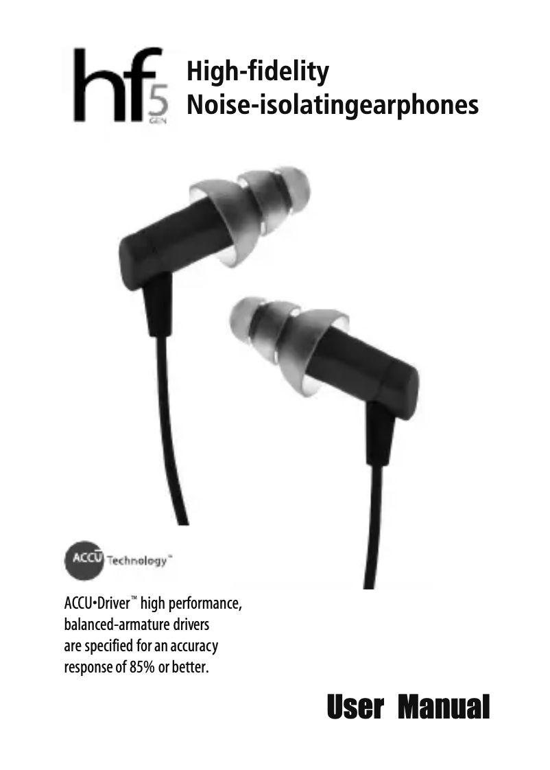 Page 1 de la notice Manuel utilisateur Etymotic HF5