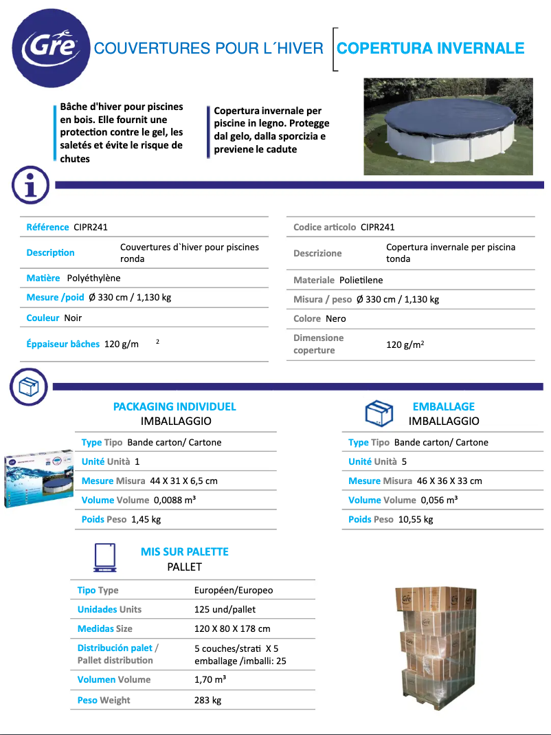 Page 1 de la notice Manuel utilisateur Gre CIPR241