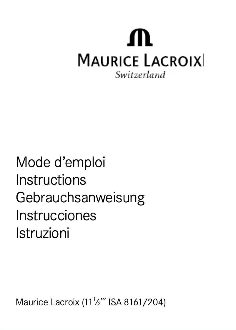 Page n°1 - Manuel utilisateur Maurice Lacroix LC 1048