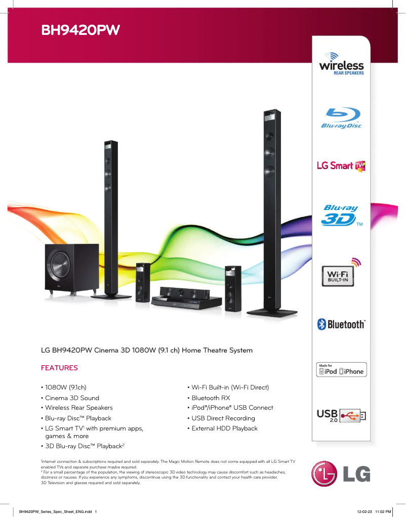 Page n°1 - Fiche technique LG BH9420PW