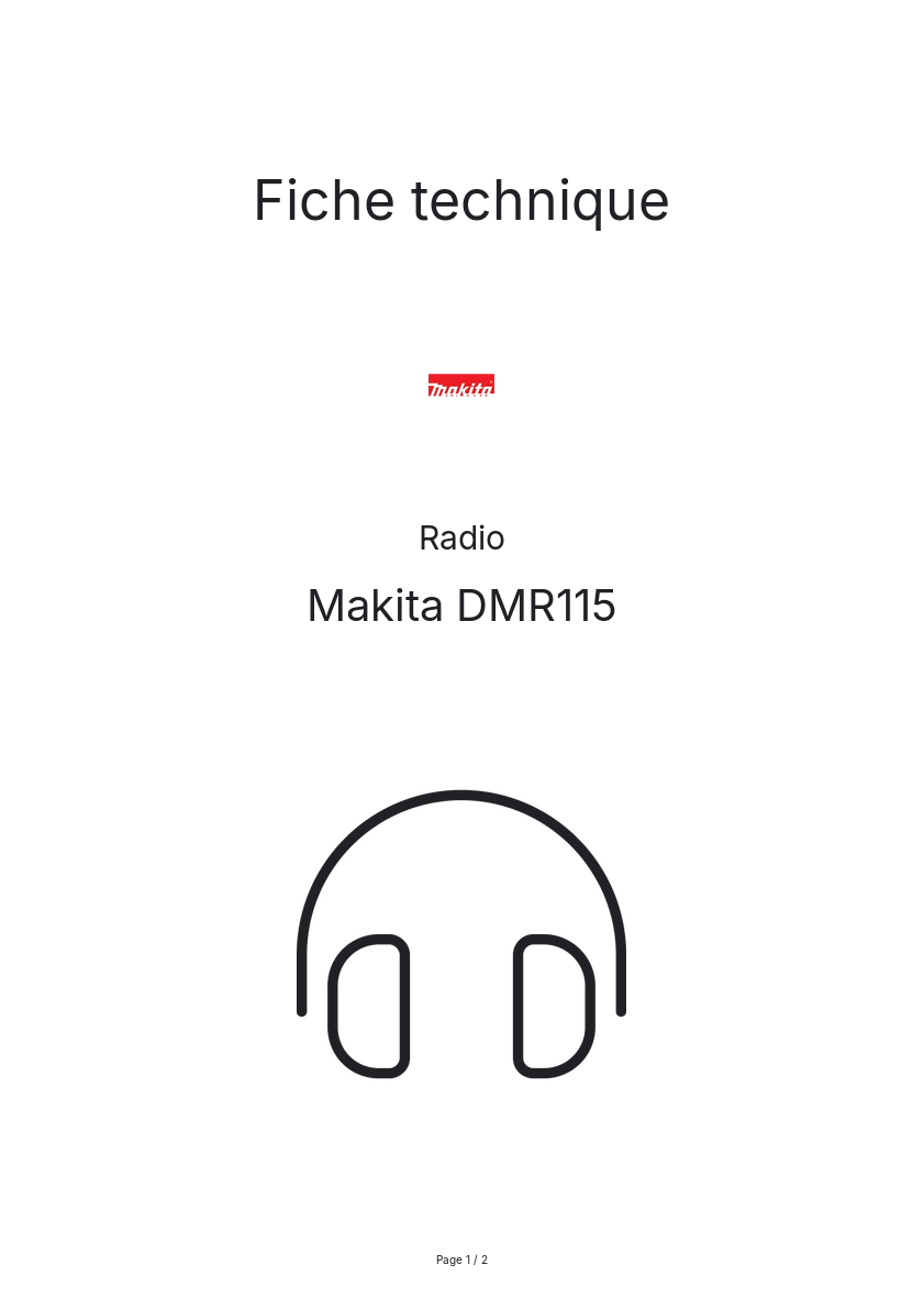Page n°1 - Fiche technique Makita DMR115
