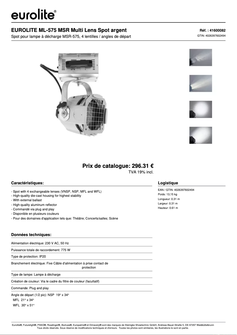 Image de la première page du manuel de l'appareil ML-575 MSR