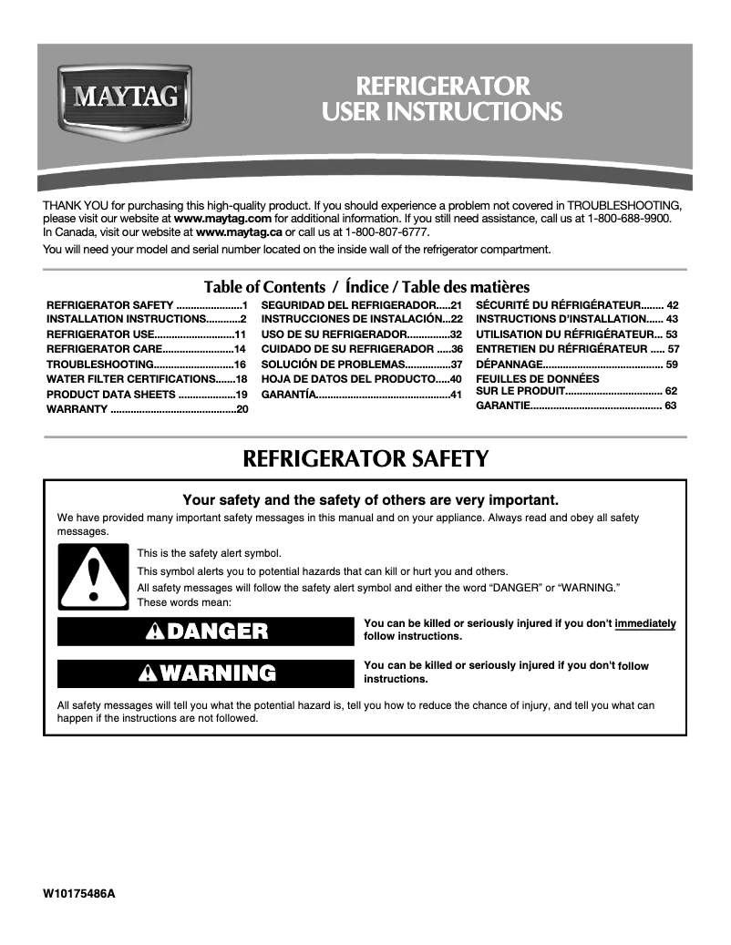 Page n°1 - Manuel d'utilisation et d'entretien Maytag MFF2558VEM